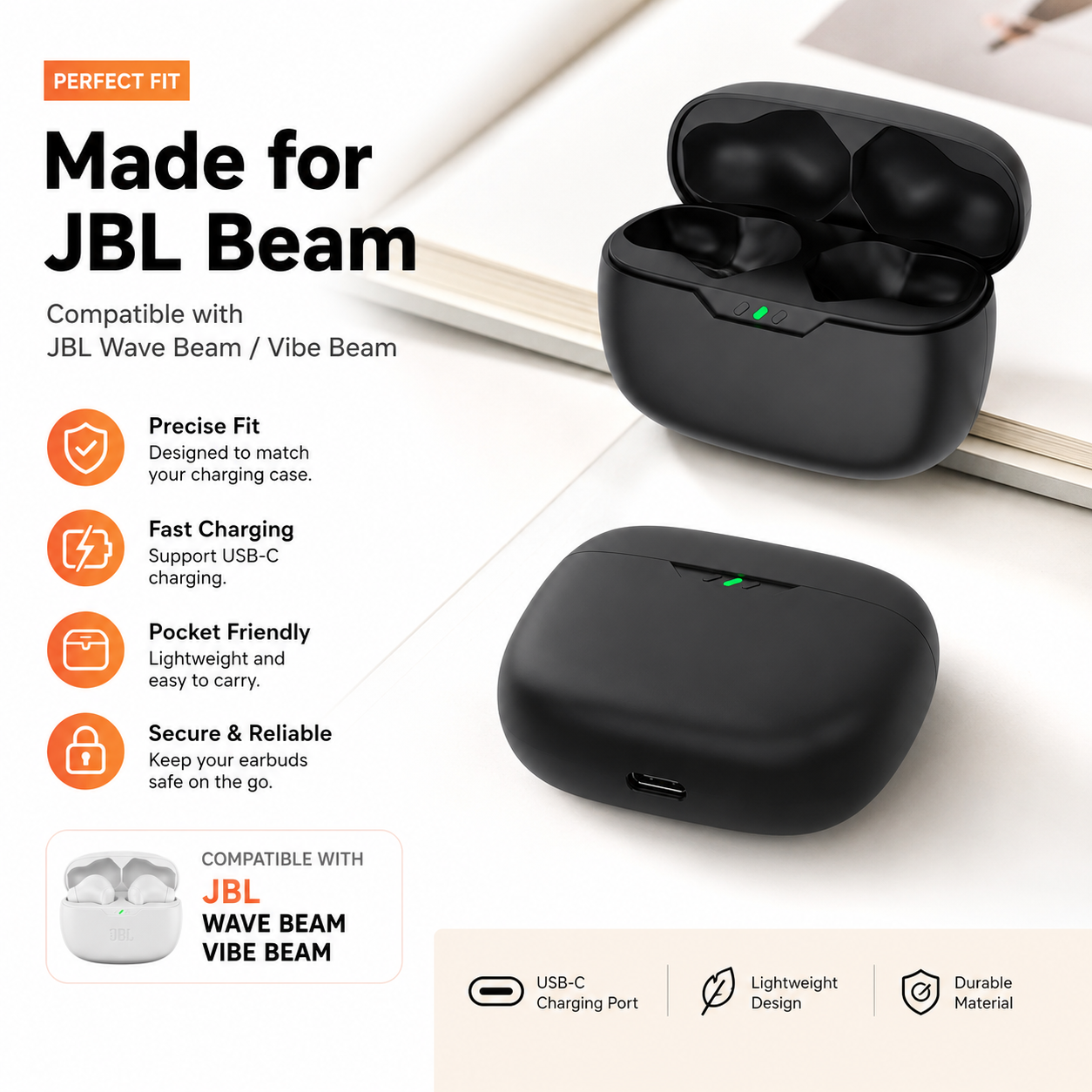 Earbuds Charging Case - Charging Case For JBL Wave Beam/JBL